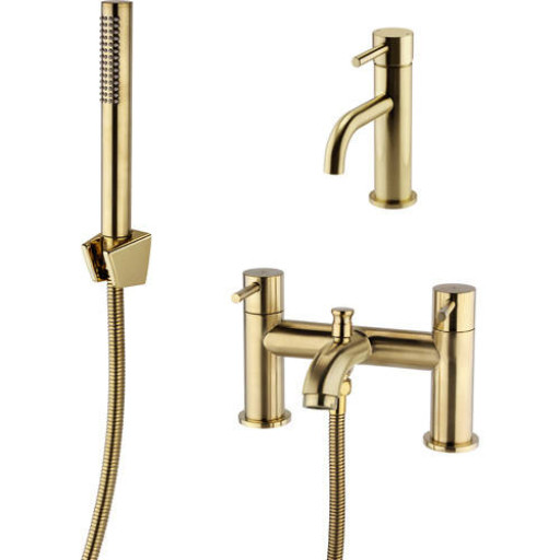 Palazzo Brushed Brass Mono Basin Mixer & Bath Shower Mixer