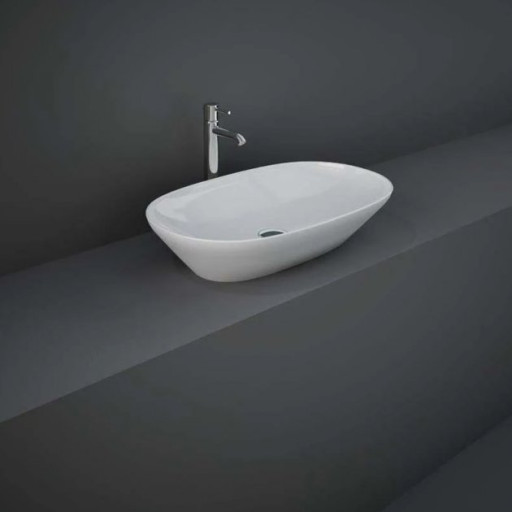 RAK Variant Oval Countertop Wash Basin 600mm Wide 0 Tap Hole - Alpine White