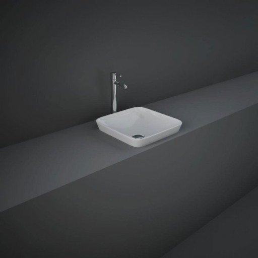 RAK Variant Square Drop-In Wash Basin 360mm Wide 0 Tap Hole - Alpine White