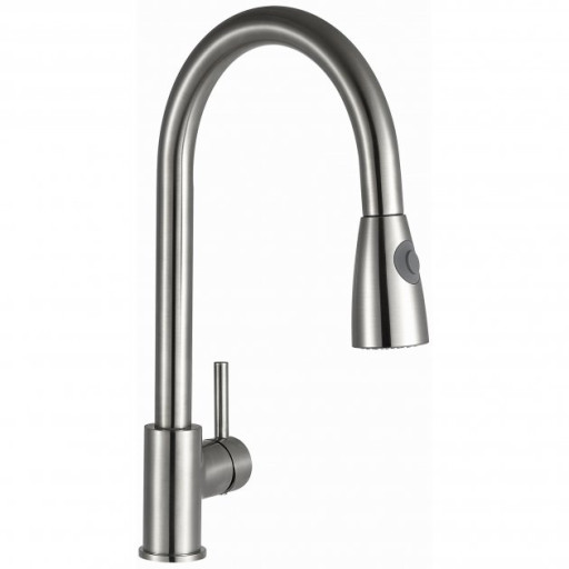 Kitchen Sink Mixer With Pull Out Spray Brushed Steel