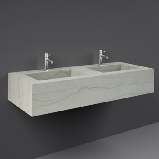 RAK Precious Wall Hung Console Wash Basin 1230mm Wide 2 Tap Holes