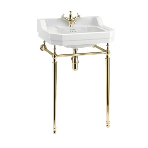 Burlington Edwardian 560mm White Basin With Washstand - Gold