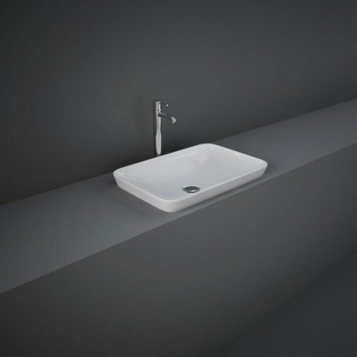 RAK Variant Rectangular Drop-In Wash Basin 550mm Wide 0 Tap Hole - Alpine White