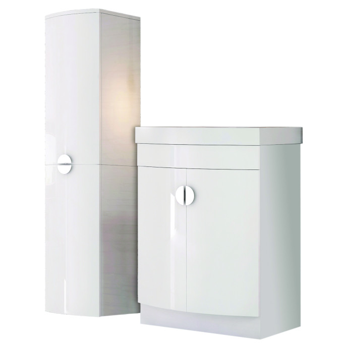 D Shape Furniture Basin Unit Gloss White